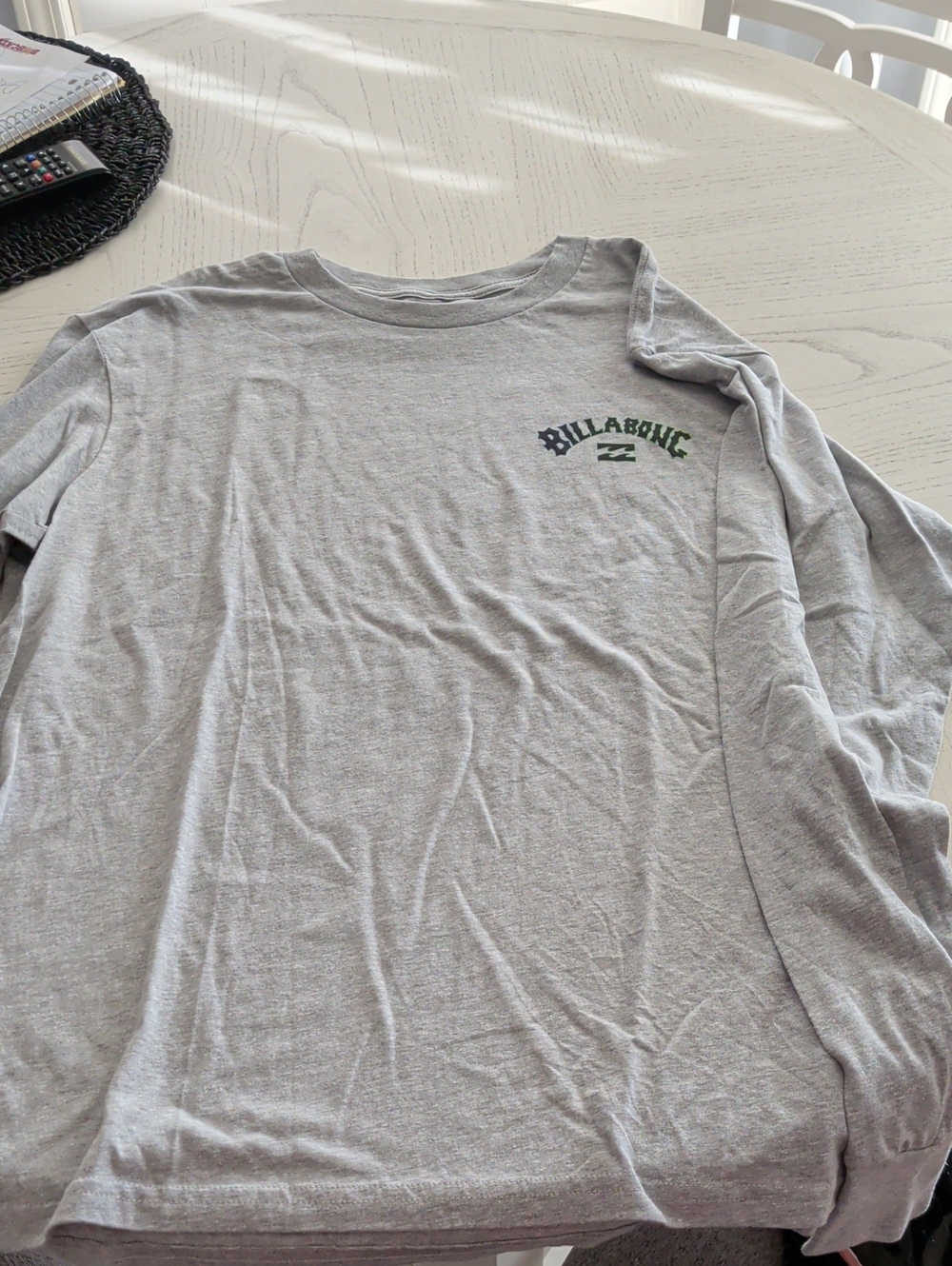 Billabong Light Gray Long Sleeve Tee with Green Logo